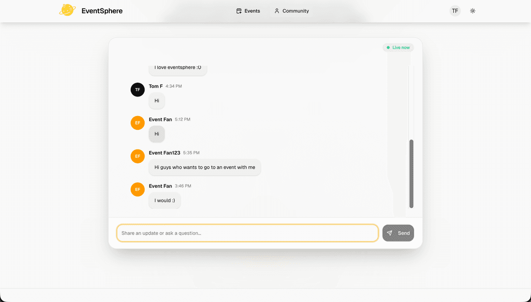 Community group chat for logged-in users