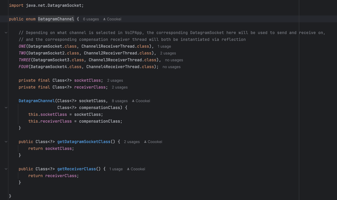 DatagramChannel enum using reflection to load socket and receiver classes for channel compensation