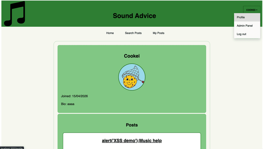 A public profile page seen by a logged-in user.