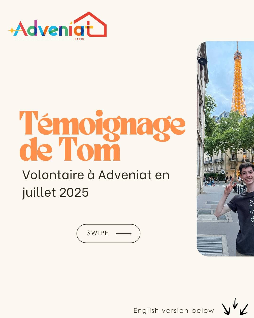 Instagram cover photo for Tom's testimonial of the Paris hostel