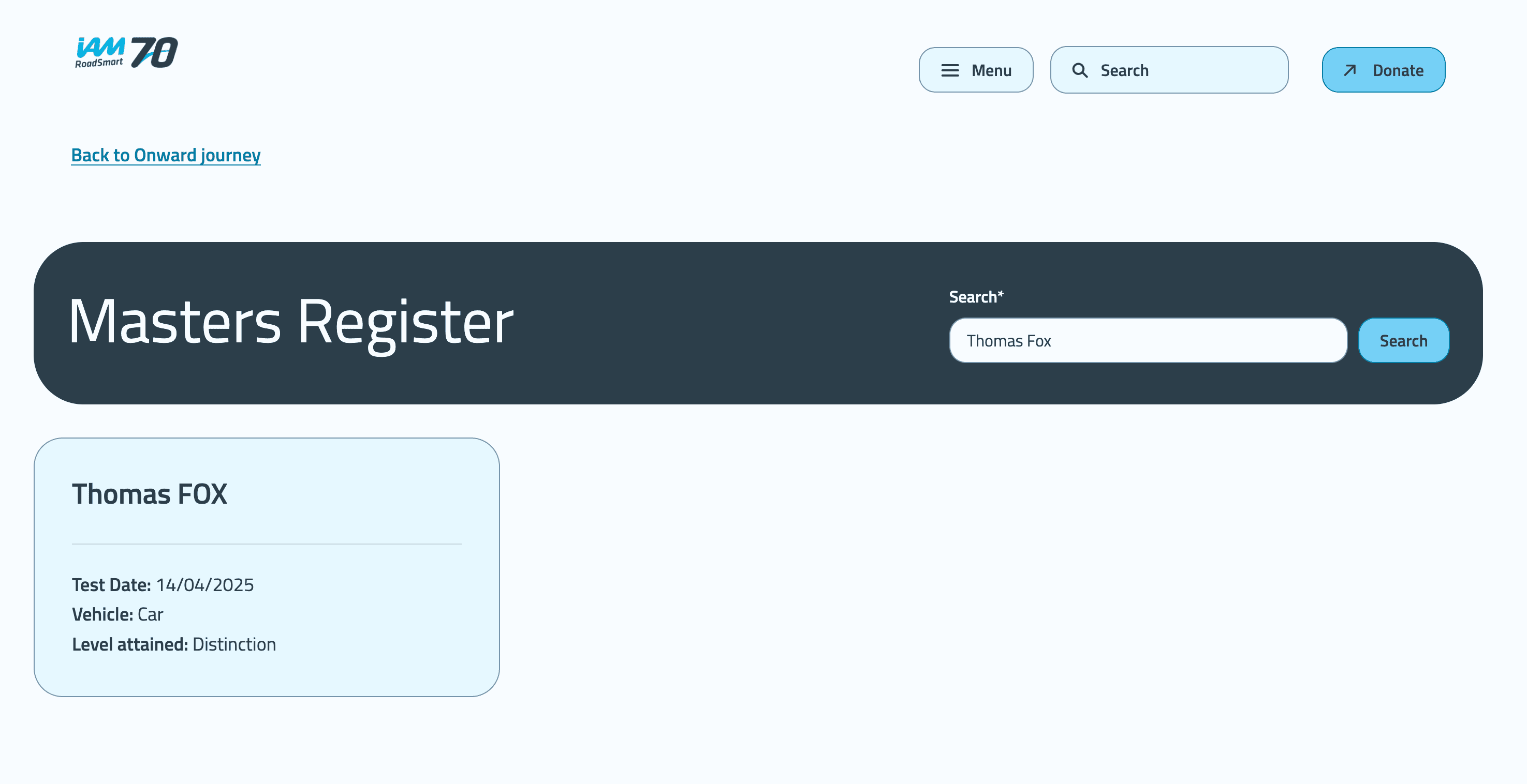 Tom on the Masters register